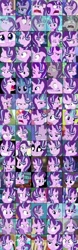 Size: 1008x3230 | Tagged: safe, edit, edited screencap, screencap, character:firelight, character:starlight glimmer, species:pony, episode:a hearth's warming tail, episode:a royal problem, episode:all bottled up, episode:celestial advice, episode:every little thing she does, episode:no second prances, episode:rock solid friendship, episode:school daze, episode:shadow play, episode:the crystalling, episode:the cutie map, episode:the cutie re-mark, episode:the maud couple, episode:the parent map, episode:to change a changeling, episode:to where and back again, episode:uncommon bond, equestria girls:mirror magic, g4, my little pony: equestria girls, my little pony: friendship is magic, my little pony:equestria girls, spoiler:eqg specials, angry, biting, board game, boop, canterlot high, close-up, clothing, collage, compilation, cropped, crystal empire, cute, dragon pit, faec, female, filly, filly starlight glimmer, food, frown, glimmerbetes, glimmerposting, grin, headscarf, levitation, lidded eyes, lip bite, magic, meme, multeity, nervous, nervous grin, our town, popcorn, ragelight glimmer, raised eyebrow, s5 starlight, scarf, scrunchy face, self-boop, sire's hollow, smiling, sparkly eyes, squishy cheeks, starlight cluster, starlight says bravo, telekinesis, the many faces of starlight glimmer, tired, tongue bite, train station, trixie's puppeteering, twilight's castle, wall of tags, welcome home twilight, younger