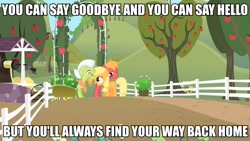 Size: 960x540 | Tagged: safe, edit, edited screencap, screencap, character:applejack, character:big mcintosh, character:granny smith, species:earth pony, species:pony, episode:the cutie mark chronicles, g4, my little pony: friendship is magic, colt big macintosh, female, filly, filly applejack, image macro, male, reference, stallion, sweet apple acres, younger