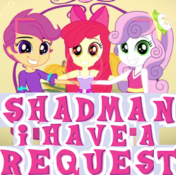 Size: 807x799 | Tagged: safe, edit, edited screencap, screencap, character:apple bloom, character:scootaloo, character:sweetie belle, species:pegasus, species:pony, episode:a photo booth story, eqg summertime shorts, g4, my little pony: equestria girls, my little pony:equestria girls, caption, expand dong, exploitable meme, fall formal outfits, image macro, meme, shadman
