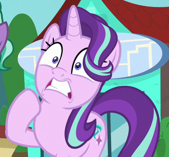 Size: 580x540 | Tagged: safe, edit, screencap, character:firelight, character:starlight glimmer, species:pony, episode:the parent map, g4, animated, cropped, faec, gif, gritted teeth, heart attack, loop, sire's hollow, solo focus