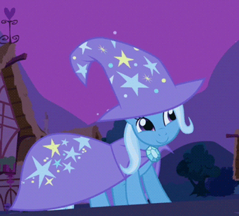 Size: 349x315 | Tagged: safe, edit, edited screencap, screencap, character:trixie, species:pony, species:unicorn, episode:magic duel, g4, my little pony: friendship is magic, animated, annoyed grunt, cape, clothing, d'oh, faceplant, female, hat, mare, tripsie, trixie's cape, trixie's hat, zas