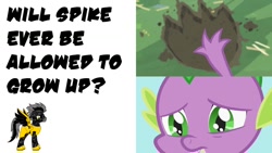 Size: 1280x720 | Tagged: safe, edit, edited screencap, screencap, character:spike, oc, species:dragon, species:pony, episode:secret of my excess, g4, my little pony: friendship is magic, captain obvious, critical research failure, footprint, hilarious in hindsight, pony creator
