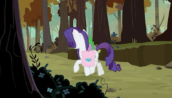 Size: 1920x1088 | Tagged: safe, edit, edited screencap, screencap, character:rarity, character:spike, species:dragon, species:pony, episode:molt down, g4, my little pony: friendship is magic, animated, circling, dead or alive (band), female, mare, music, sound, webm, you spin me right round, youtube link