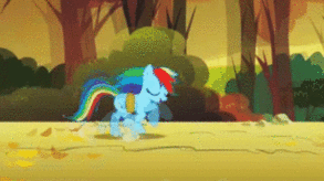 Size: 293x164 | Tagged: safe, edit, edited screencap, screencap, character:applejack, character:rainbow dash, episode:fall weather friends, g4, my little pony: friendship is magic, animated, bound wings, good trick, running, spinning, turbo, wreck-it ralph
