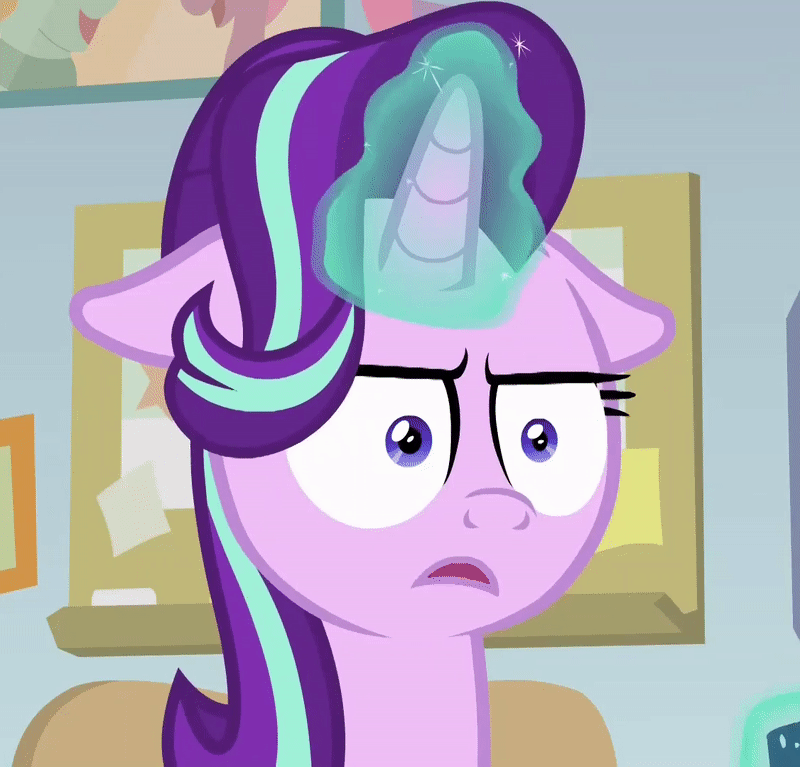 Size: 800x767 | Tagged: safe, edit, edited screencap, screencap, character:starlight glimmer, species:pony, species:unicorn, episode:marks for effort, g4, my little pony: friendship is magic, :i, animated, cropped, cup, drinking, empathy cocoa, faec, female, floppy ears, gif, glowing horn, i mean i see, loop, magic, reaction image, solo, starlight's office, telekinesis, unamused