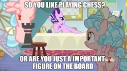 Size: 888x499 | Tagged: safe, edit, edited screencap, screencap, character:cozy glow, character:starlight glimmer, species:pegasus, species:pony, species:unicorn, episode:marks for effort, g4, my little pony: friendship is magic, butt, chess, cozy glutes, cutie mark, duo, female, filly, foal, image macro, mare, meme, plot, rook