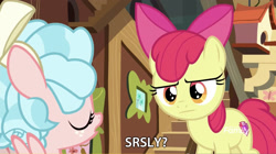 Size: 2880x1610 | Tagged: safe, edit, edited screencap, screencap, character:apple bloom, character:cozy glow, species:earth pony, species:pony, episode:marks for effort, g4, my little pony: friendship is magic, duo, female, filly, fluttershy's cottage (interior), meme, seriously