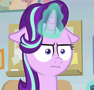 Size: 300x288 | Tagged: safe, edit, edited screencap, screencap, character:starlight glimmer, species:pony, species:unicorn, episode:marks for effort, g4, my little pony: friendship is magic, :i, animated, avatar, cropped, cup, drinking, empathy cocoa, faec, female, floppy ears, gif, glowing horn, i mean i see, loop, magic, perfect loop, reaction image, solo, starlight's office, telekinesis, unamused
