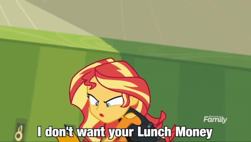 Size: 800x451 | Tagged: safe, edit, edited screencap, screencap, character:microchips, character:sunset shimmer, equestria girls:forgotten friendship, g4, my little pony: equestria girls, my little pony:equestria girls, animated, crossing the memes, futurama, meme, philip j. fry, shut up and take my money, subverted meme