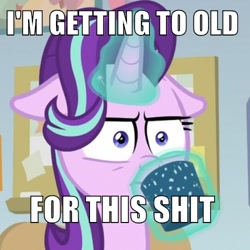 Size: 500x500 | Tagged: safe, edit, edited screencap, screencap, character:starlight glimmer, episode:marks for effort, g4, my little pony: friendship is magic, cropped, empathy cocoa, female, floppy ears, i mean i see, intentional spelling error, lethal weapon, meme, solo, too old for this, vulgar