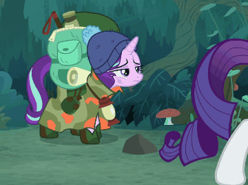 Size: 360x268 | Tagged: safe, edit, edited screencap, screencap, character:rarity, character:starlight glimmer, species:pony, species:unicorn, episode:the mean 6, g4, my little pony: friendship is magic, animated, backpack, cropped, directed by michael bay, explosion, falling, female, gif, hilarious, mare, metal slug, spontaneous combustion