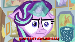 Size: 617x345 | Tagged: safe, edit, edited screencap, screencap, character:starlight glimmer, species:pony, species:unicorn, episode:marks for effort, g4, my little pony: friendship is magic, content-aware scale, empathy cocoa, glowing horn, i mean i see, magic, meme, telekinesis