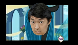 Size: 592x344 | Tagged: safe, edit, edited screencap, screencap, character:queen chrysalis, species:changeling, episode:a canterlot wedding, g4, my little pony: friendship is magic, chang, community, ken jeong, senor chang