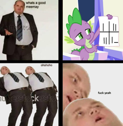 Size: 680x694 | Tagged: safe, edit, edited screencap, screencap, character:spike, species:human, episode:the crystalling, g4, my little pony: friendship is magic, exploitable meme, forced meme, image macro, irl, irl human, loss (meme), loss edit, meme, memeception, photo, shutterstock, solo, spike holding a paper, text, vulgar, whats a good meemay