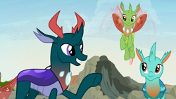 Size: 1280x720 | Tagged: safe, edit, edited screencap, screencap, character:pharynx, character:prince pharynx, species:changeling, species:reformed changeling, episode:to change a changeling, g4, my little pony: friendship is magic, adoracreepy, cornicle, creepy, cursed image, cute, cuteling, pharybetes, pony eyes, pony eyes edit