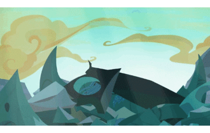 Size: 429x271 | Tagged: safe, edit, edited screencap, screencap, character:queen chrysalis, species:changeling, episode:shadow play, episode:to where and back again, g4, my little pony: friendship is magic, animated, changeling queen, chrysalis encounters heroes, david tennant, doctor who, female, former queen chrysalis, glowing horn, tardis, tenth doctor, text, the doctor