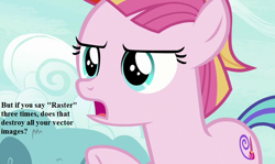 Size: 756x450 | Tagged: safe, edit, edited screencap, screencap, character:toola roola, episode:fame and misfortune, g4, my little pony: friendship is magic, cropped, dialogue, female, filly, h.p. lovecraft, pun, solo, text