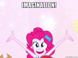 Size: 600x449 | Tagged: safe, edit, edited screencap, screencap, character:pinkie pie, episode:so much more to me, g4, my little pony: equestria girls, my little pony:equestria girls, cropped, female, idiot box, imagination, looking at you, solo focus, spongebob squarepants