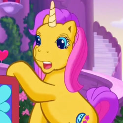Size: 911x911 | Tagged: safe, edit, edited screencap, screencap, episode:the runaway rainbow, g3, cropped, crystal princess, crystal princess: the runaway rainbow, rise-a-shine, solo