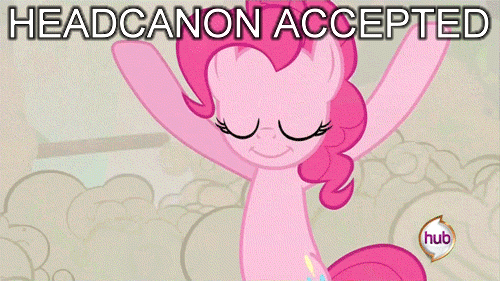 Size: 500x281 | Tagged: safe, edit, edited screencap, screencap, character:pinkie pie, species:changeling, species:earth pony, species:pony, episode:a canterlot wedding, g4, my little pony: friendship is magic, animated, bipedal, caption, disguise, disguised changeling, doomie, female, gif, happy, headcanon, headcanon accepted, hub logo, image macro, mare, reaction image, solo focus, text
