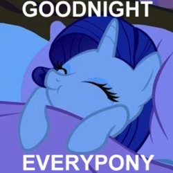 Size: 612x612 | Tagged: safe, edit, edited screencap, screencap, character:rarity, species:pony, species:unicorn, episode:look before you sleep, g4, my little pony: friendship is magic, bed, blanket, cropped, cute, dimples, eyes closed, female, goodnight, image macro, mare, meme, pillow, raribetes, smiling, solo, sweet dreams fuel, tucking in