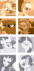 Size: 160x330 | Tagged: source needed, safe, edit, edited screencap, screencap, character:applejack, character:rarity, episode:dragon quest, episode:luna eclipsed, episode:ponyville confidential, episode:sisterhooves social, episode:sweet and elite, episode:the last roundup, episode:the super speedy cider squeezy 6000, g4, my little pony: friendship is magic