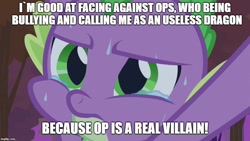 Size: 887x500 | Tagged: safe, edit, edited screencap, screencap, character:spike, species:dragon, episode:dragon quest, g4, my little pony: friendship is magic, anti-bullying, engrish, image macro, male, meme, solo