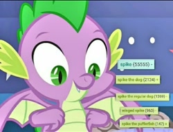 Size: 544x416 | Tagged: safe, edit, edited screencap, screencap, character:spike, character:spike (dog), species:dog, species:dragon, derpibooru, episode:a matter of principals, g4, my little pony: friendship is magic, my little pony: the movie (2017), my little pony:equestria girls, male, meta, puffer fish, satisfying, smiling, species swap, spike the dog, spike the pufferfish, tags, the ocd gods are pleased, winged spike, wings