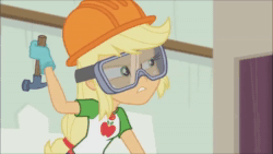 Size: 854x480 | Tagged: safe, edit, edited screencap, screencap, character:applejack, episode:constructive criticism, g4, my little pony: equestria girls, my little pony:equestria girls, animated, csi, csi miami, geode of super strength, ouch, roger daltrey, screaming, sound, the who, webm, won't get fooled again (song)