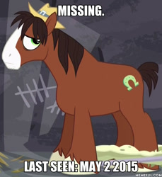Size: 600x654 | Tagged: safe, edit, edited screencap, screencap, character:trouble shoes, species:earth pony, species:pony, episode:appleoosa's most wanted, g4, my little pony: friendship is magic, clothing, cropped, hat, image macro, jail, meme, missing, solo, tally marks, unshorn fetlocks