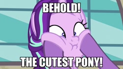Size: 1280x720 | Tagged: safe, edit, edited screencap, screencap, character:firelight, character:starlight glimmer, species:pony, species:unicorn, episode:the parent map, g4, awww, behold, best pony, cute, image macro, meme, opinion, purple, squishy, squishy cheeks