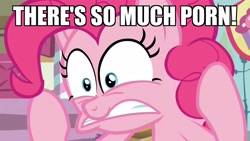 Size: 1920x1080 | Tagged: safe, edit, edited screencap, screencap, character:pinkie pie, species:earth pony, species:pony, episode:wonderbolts academy, 4chan, funny face, image macro, meme, porn, season 3, sugarcube corner, ted 2, thread