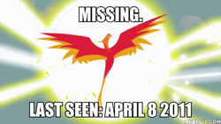 Size: 600x337 | Tagged: safe, edit, edited screencap, screencap, character:philomena, species:phoenix, episode:a bird in the hoof, g4, my little pony: friendship is magic, image macro, meme, missing, spread wings, text, wings