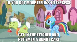 Size: 888x485 | Tagged: safe, edit, edited screencap, screencap, character:granny smith, character:rainbow dash, episode:the mysterious mare do well, g4, my little pony: friendship is magic, cotton hill, image macro, king of the hill, meme