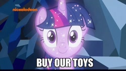 Size: 640x360 | Tagged: safe, edit, edited screencap, screencap, character:tree of harmony, character:treelight sparkle, character:twilight sparkle, episode:what lies beneath, g4, my little pony: friendship is magic, buy our toys, image macro, implied twilight sparkle, meme, nickelodeon, sparkles, tree of harmony, treelight sparkle