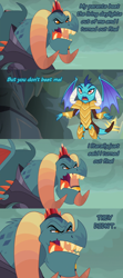 Size: 1280x2880 | Tagged: safe, edit, edited screencap, screencap, character:dragon lord torch, character:princess ember, species:dragon, episode:gauntlet of fire, g4, my little pony: friendship is magic, armor, comic, dialogue, duo, implied child abuse, implied murder, justified, screencap comic