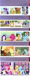 Size: 617x1552 | Tagged: safe, edit, edited screencap, screencap, character:applejack, character:clover the clever, character:daisy, character:fluttershy, character:igneous rock pie, character:pinkie pie, character:rainbow dash, character:rarity, character:sea swirl, character:trixie, character:twilight sparkle, character:zecora, species:mule, species:sheep, species:zebra, episode:applebuck season, episode:bridle gossip, episode:hearth's warming eve, episode:magic duel, episode:one bad apple, episode:sisterhooves social, episode:swarm of the century, episode:sweet and elite, episode:the last roundup, episode:the ticket master, g3, g4, my little pony: friendship is magic, cletus, hub logo, mane six, meta, princess platinum, text, twilight flopple