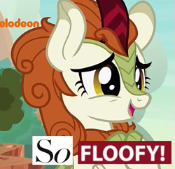 Size: 539x519 | Tagged: safe, edit, edited screencap, screencap, character:autumn blaze, species:kirin, episode:sounds of silence, g4, my little pony: friendship is magic, spoiler:s08, caption, expand dong, exploitable meme, female, fluffy, image macro, loadingreadyrun, meme, nickelodeon, peter gabriel, solo, truth