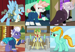 Size: 2202x1536 | Tagged: safe, edit, edited screencap, screencap, character:flam, character:flim, character:gladmane, character:lightning dust, character:svengallop, character:wind rider, character:zesty gourmand, species:earth pony, species:pegasus, species:pony, species:unicorn, episode:friendship university, episode:rarity investigates, episode:spice up your life, episode:the mane attraction, episode:viva las pegasus, episode:wonderbolts academy, g4, my little pony: friendship is magic, antagonist, cropped, female, flim flam brothers, glowing horn, irredeemable, magic, male, mare, stallion