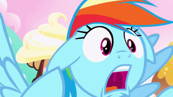 Size: 576x324 | Tagged: safe, edit, edited screencap, screencap, character:rainbow dash, character:sweetie belle, episode:do princesses dream of magic sheep?, episode:for whom the sweetie belle toils, animated, eaten alive, falling, gif, macro, macro/micro, micro, mouth, nose in the air, open mouth, preddash, screaming, sweetie belle nabbing uvula, uvula, uvula shaking, volumetric mouth, vore, zoomed in