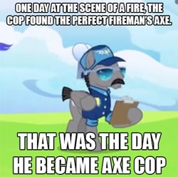 Size: 400x396 | Tagged: safe, edit, edited screencap, screencap, species:pegasus, species:pony, episode:wonderbolts academy, axe cop, clipboard, clothing, cropped, glasses, hat, hoof hold, male, police officer, short tail, stallion, uniform, whiplash