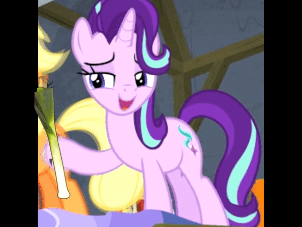 Size: 600x450 | Tagged: safe, edit, edited screencap, screencap, character:starlight glimmer, episode:horse play, g4, my little pony: friendship is magic, animated, cropped, good trick, leek, leek spin, solo focus, spinning