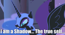 Size: 635x346 | Tagged: safe, edit, edited screencap, screencap, character:nightmare moon, character:princess luna, species:alicorn, species:pony, episode:friendship is magic, g4, my little pony: friendship is magic, castle of the royal pony sisters, female, image macro, mare, persona, persona 4, shadow, solo