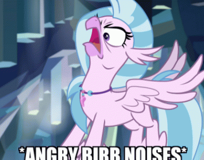 Size: 400x313 | Tagged: safe, edit, edited screencap, screencap, character:silverstream, species:classical hippogriff, species:hippogriff, episode:what lies beneath, g4, my little pony: friendship is magic, angry, animated, birb, cropped, cute, descriptive noise, diastreamies, eyelashes, female, gif, horsebirb, horsebird, image macro, jewelry, meme, necklace, noise, oof, school of friendship, shaking, silverrage, solo, triggered