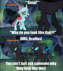 Size: 1920x2160 | Tagged: safe, alternate version, edit, edited screencap, screencap, character:ocellus, species:changeling, species:reformed changeling, episode:what lies beneath, g4, my little pony: friendship is magic, cave, comic, image macro, mean girls, meme, nightmare cave, screencap comic