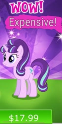 Size: 260x516 | Tagged: safe, edit, edited screencap, gameloft, screencap, character:starlight glimmer, crack is cheaper, cropped, expensive, greedloft, meme, sunburst background, truth, why gameloft why, wow, wow! glimmer