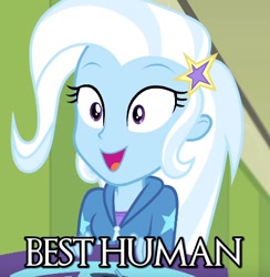 Size: 406x416 | Tagged: safe, edit, edited screencap, screencap, character:trixie, equestria girls:forgotten friendship, g4, my little pony: equestria girls, my little pony:equestria girls, angel, beautiful, best human, canterlot high, cropped, cute, diatrixes, female, goddess, i cant believe she hasn't her own show yet, mercy, op is right, solo, text, truth