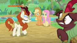 Size: 1920x1080 | Tagged: safe, edit, edited screencap, screencap, character:autumn blaze, character:cinder glow, character:summer flare, species:earth pony, species:kirin, species:pegasus, species:pony, episode:sounds of silence, g4, my little pony: friendship is magic, spoiler:s08, angry, animated, animation error, cloven hooves, fangs, female, floppy ears, frown, furious, glare, glowing eyes, gritted teeth, imminent nirik, looking back, mare, meme, nirik, raised hoof, raised leg, scared, shoop da whoop, sound, talking, trotting, webm, wide eyes