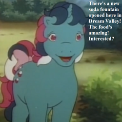 Size: 768x768 | Tagged: safe, edit, edited screencap, screencap, character:fizzy, species:pony, species:unicorn, episode:sweet stuff and the treasure hunt, g1, my little pony 'n friends, blurry, bow, bronybait, cropped, cute, dialogue, fizzybetes, looking at you, smiling, tail bow