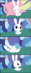 Size: 1038x2372 | Tagged: safe, edit, edited screencap, screencap, species:rabbit, episode:father knows beast, g4, my little pony: friendship is magic, angel, angry, comic, nickelodeon, pillow, resting, screencap comic